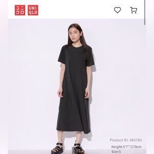 AIRism Cotton Short Sleeve T-Shirt Dress in black.